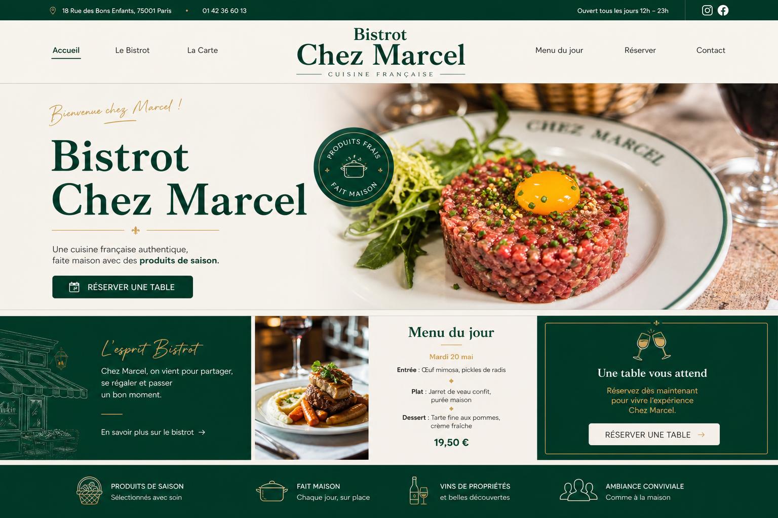 Site internet d'un bistrot