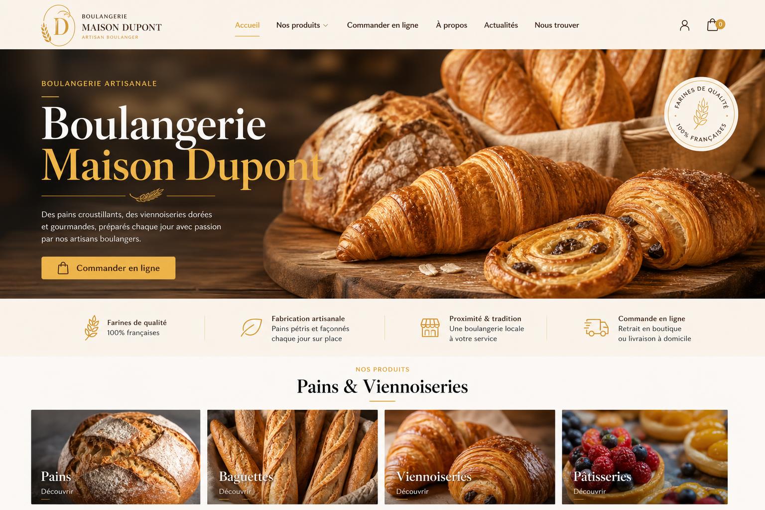 Site internet d'une boulangerie