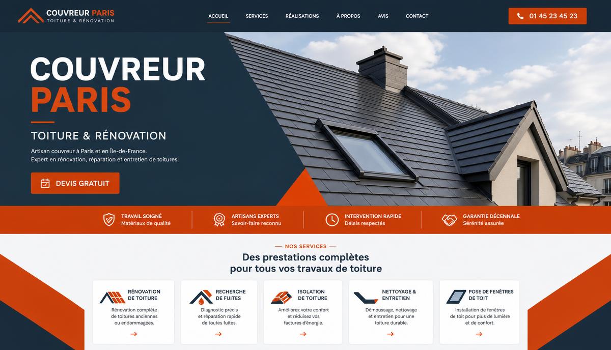 Site internet d'un couvreur