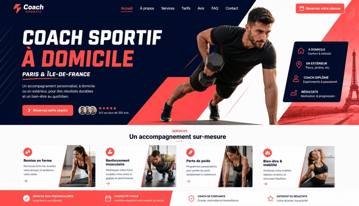 Site internet d'un coach fitness