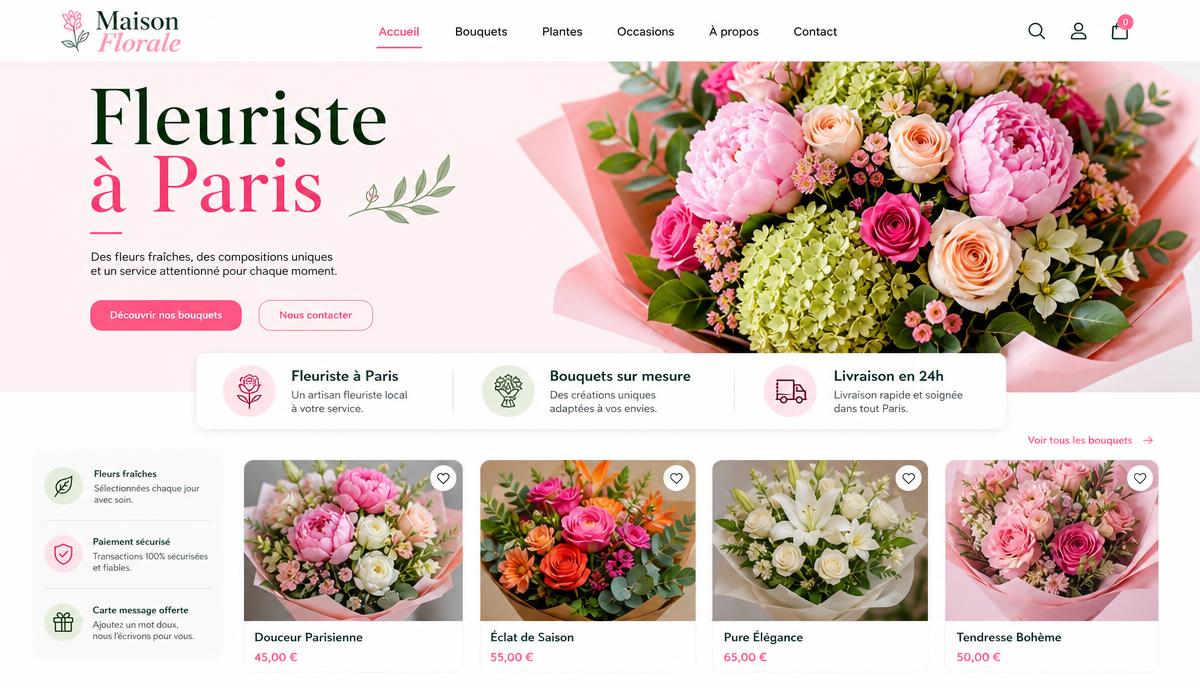 Site internet d'une fleuriste